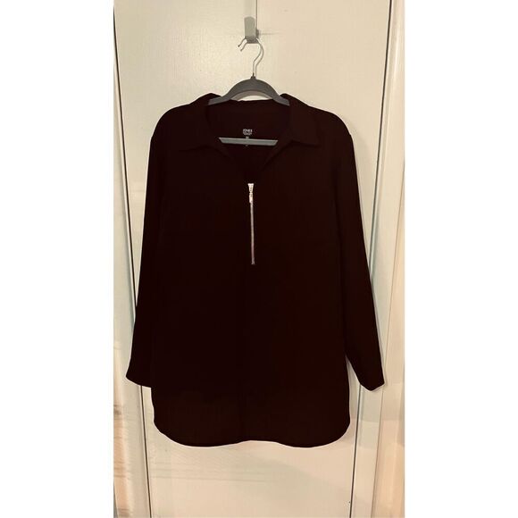 Jones New York Black Half Zip Blouse Womens SZ XL - Picture 2 of 11